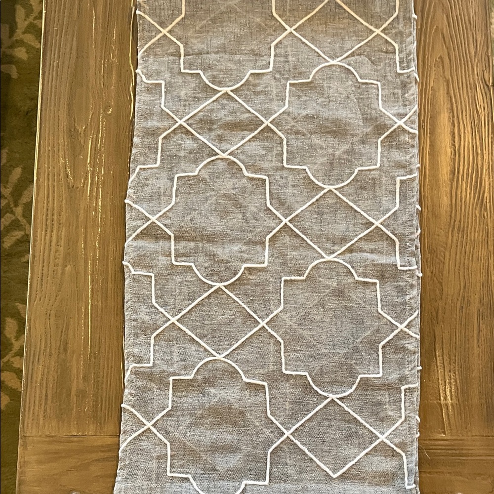Gray and White Patterned Table Runner - Picture 2 of 3